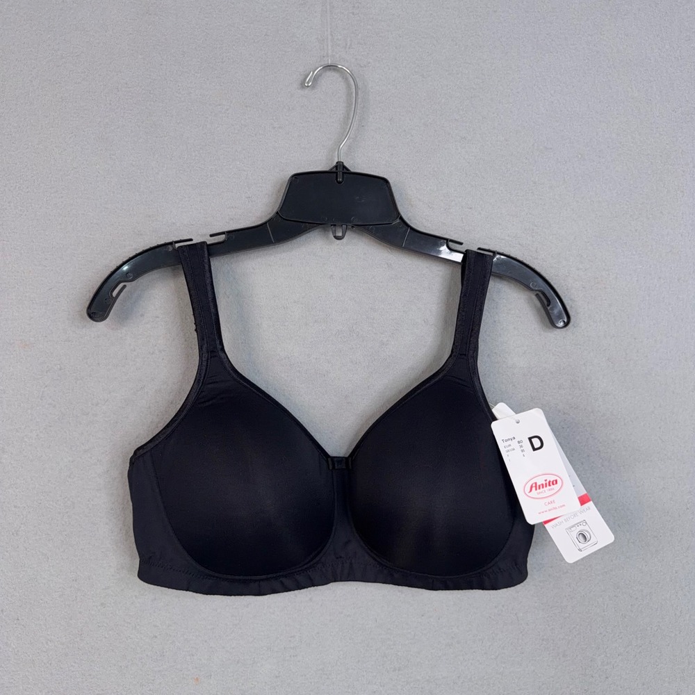 Anita Tonya Mastectomy Bra Womens 36D Black Smooth Padded Comfort Everyday